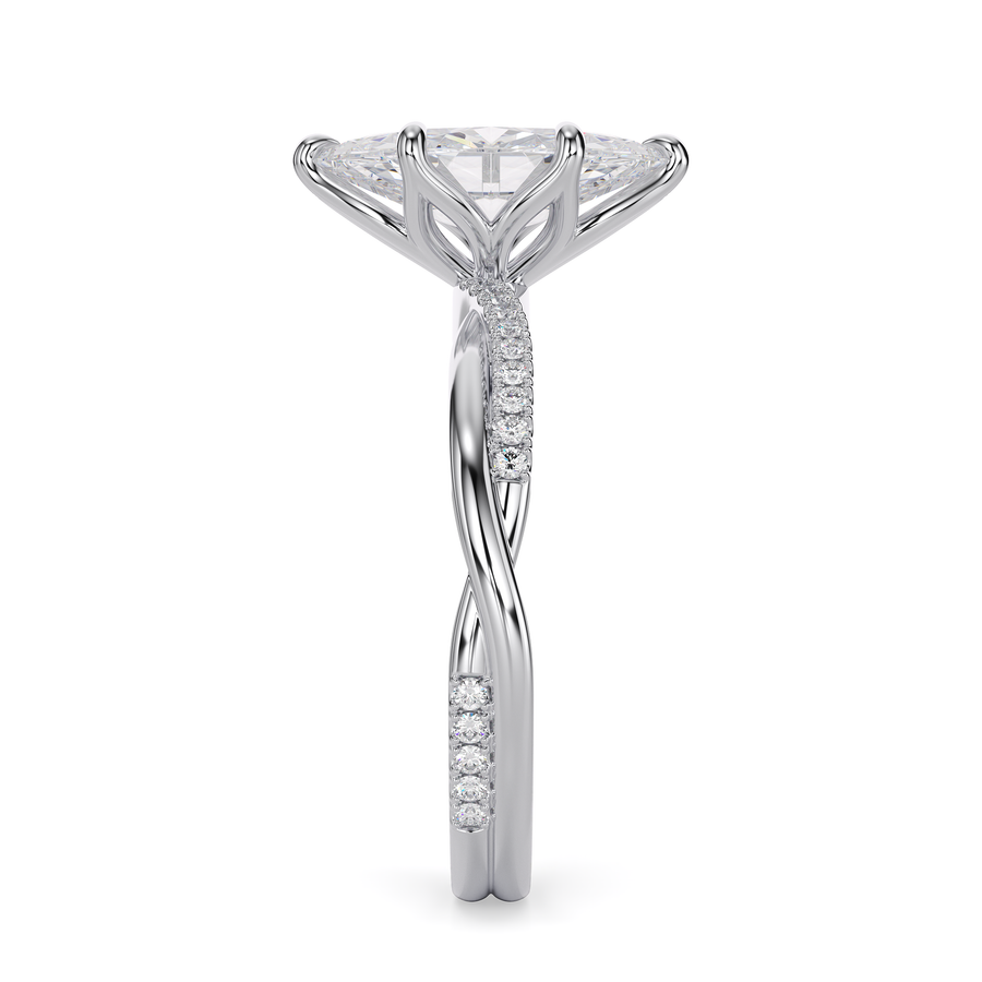 Load image into Gallery viewer, LUCCE Twisting Marquise Pavé Diamond Engagement Ring with Petal Prongs in Gold or Platinum
