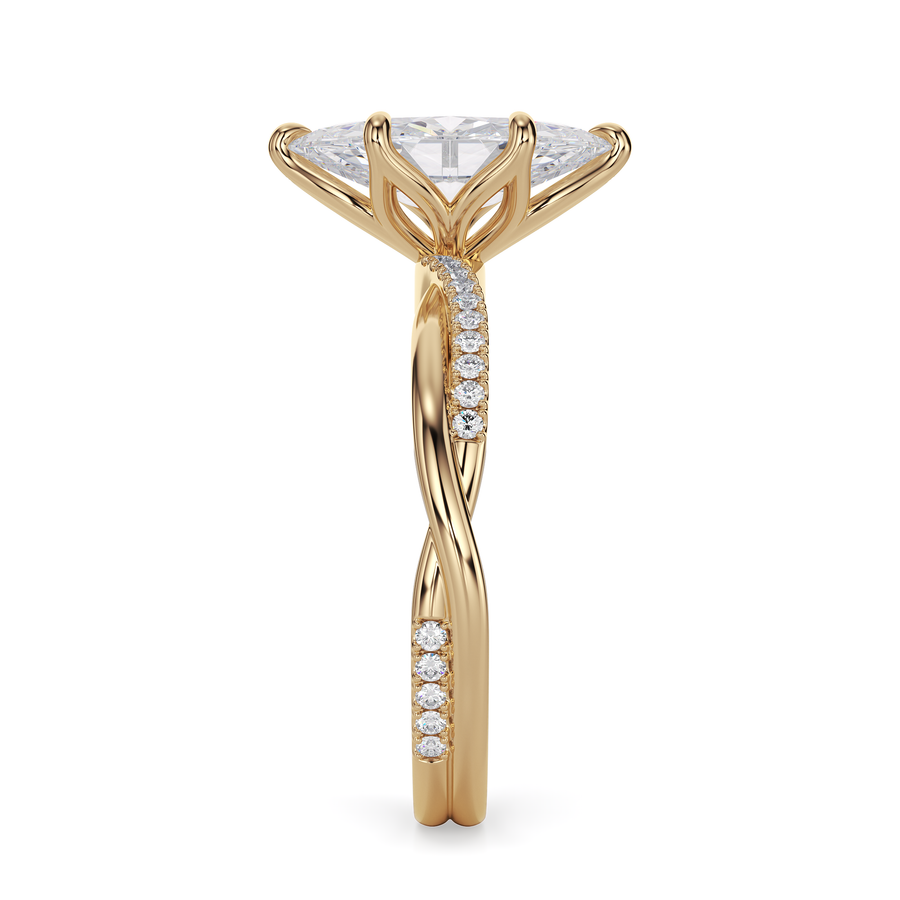 Load image into Gallery viewer, LUCCE Twisting Marquise Pavé Diamond Engagement Ring with Petal Prongs in Gold or Platinum
