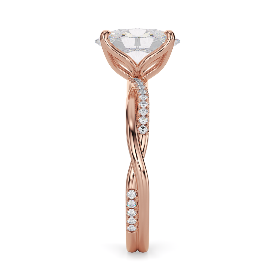 Load image into Gallery viewer, LUCCE Twisting Pavé Oval  Diamond Engagement Ring with Petal Prongs in Gold or Platinum
