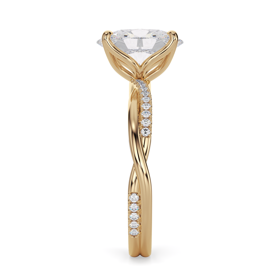 Load image into Gallery viewer, LUCCE Twisting Pavé Oval  Diamond Engagement Ring with Petal Prongs in Gold or Platinum
