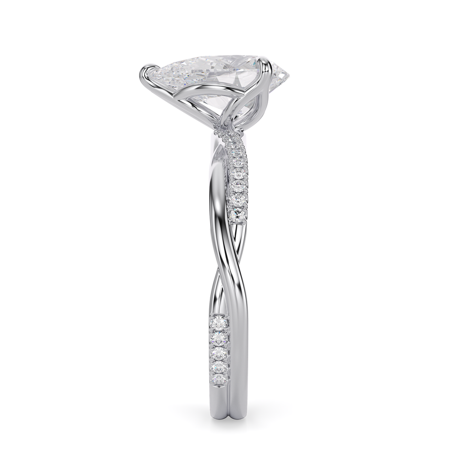 Load image into Gallery viewer, LUCCE Twisting Pear Pavé Diamond Engagement Ring with Petal Prongs in Gold or Platinum
