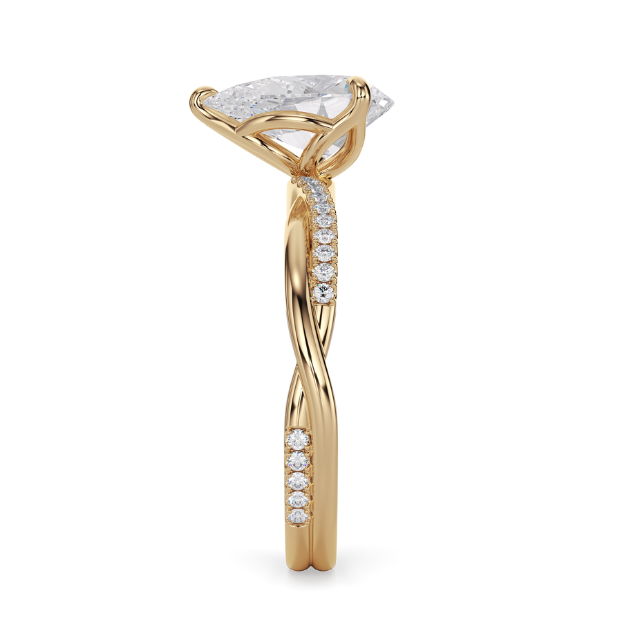 Load image into Gallery viewer, LUCCE Twisting Pear Pavé Diamond Engagement Ring with Petal Prongs in Gold or Platinum
