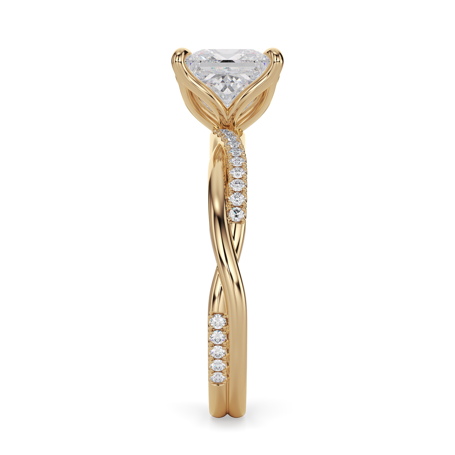 Load image into Gallery viewer, LUCCE Twisting Cushion Pavé Diamond Engagement Ring with Petal Prongs in Gold or Platinum
