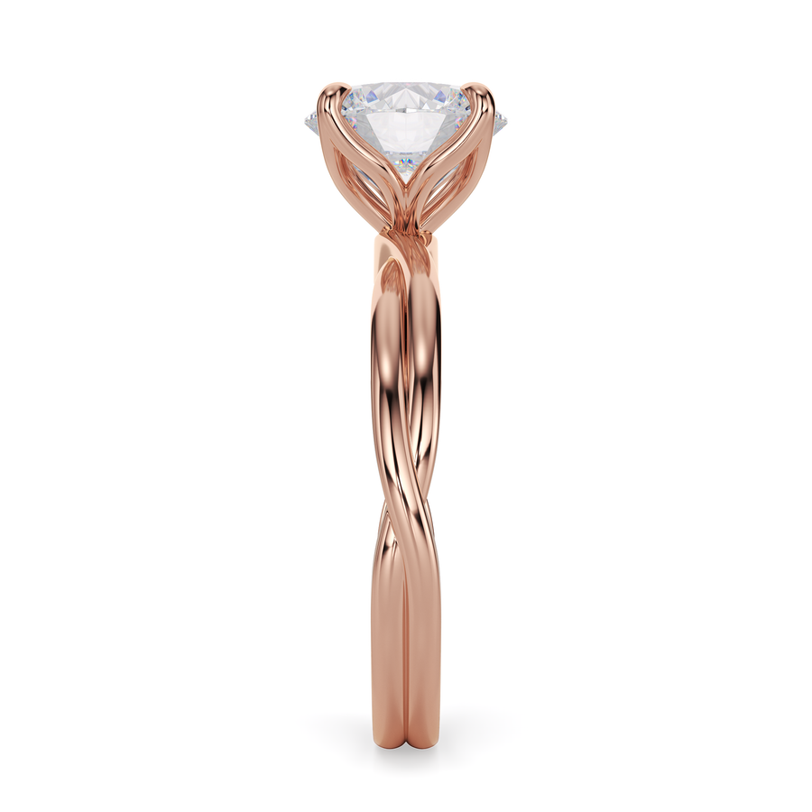 Load image into Gallery viewer, LUCCE Twisting Round Solitaire Diamond Engagement Ring with Petal Prongs in Gold or Platinum
