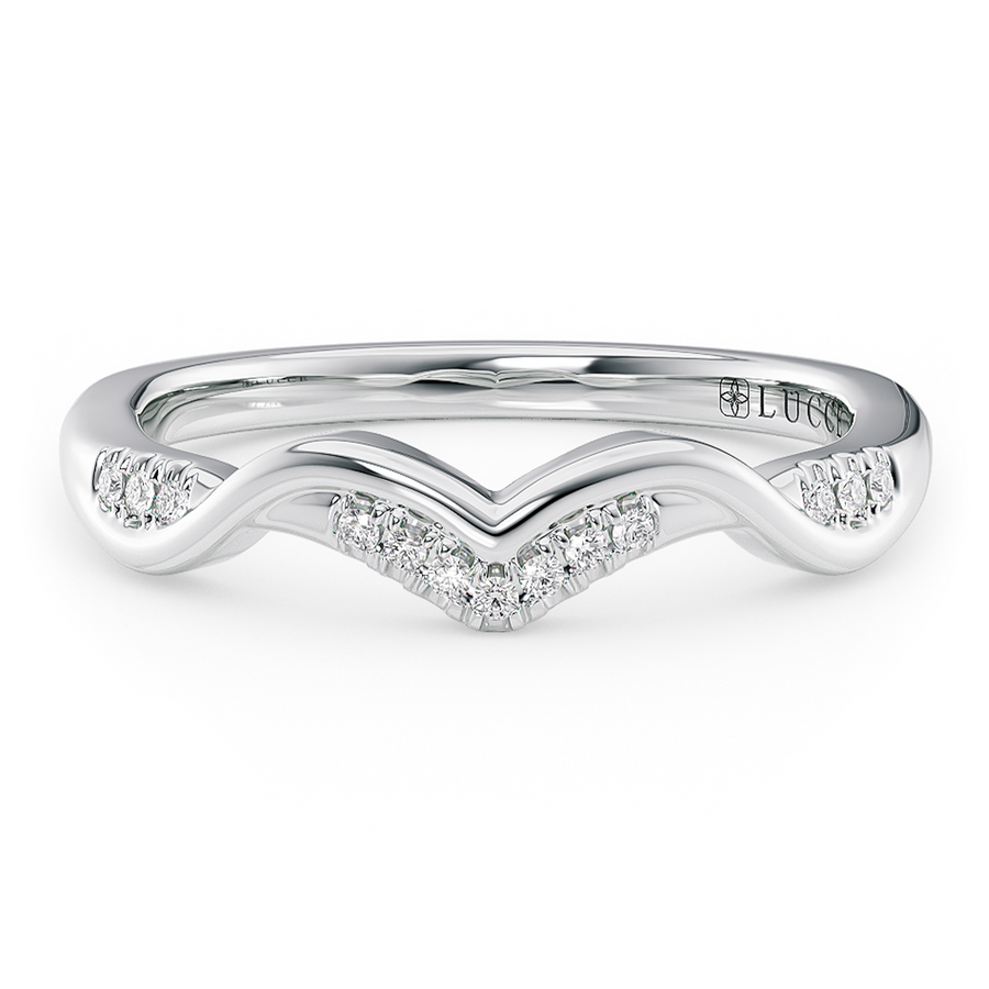 Load image into Gallery viewer, LUCCE Contoured Twisting Pave Diamond Wedding Ring in Gold or Platinum 

