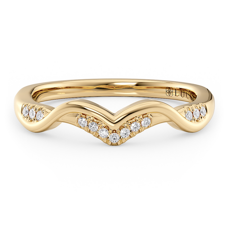 Load image into Gallery viewer, LUCCE Contoured Twisting Pave Diamond Wedding Ring in Gold or Platinum 
