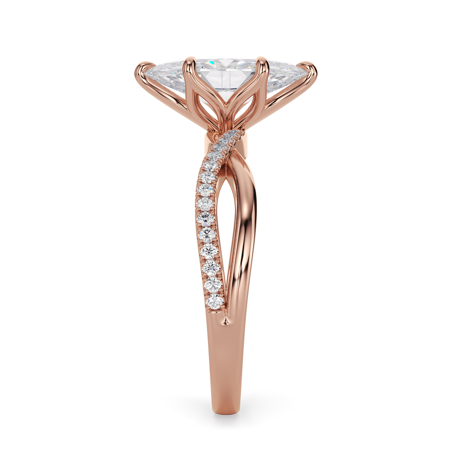 Load image into Gallery viewer, LUCCE Infinity Twisting Marquise Pavé Diamond Engagement Ring with Petal Prongs in Gold or Platinum
