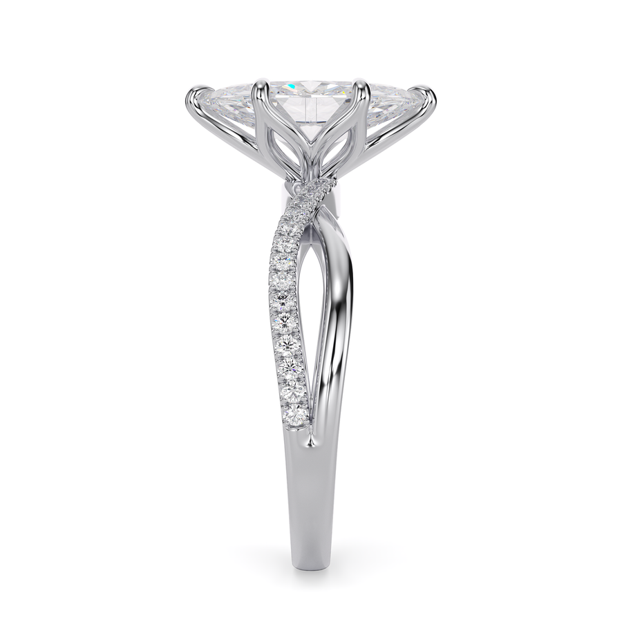 Load image into Gallery viewer, LUCCE Infinity Twisting Marquise Pavé Diamond Engagement Ring with Petal Prongs in Gold or Platinum
