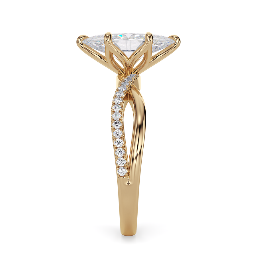 Load image into Gallery viewer, LUCCE Infinity Twisting Marquise Pavé Diamond Engagement Ring with Petal Prongs in Gold or Platinum
