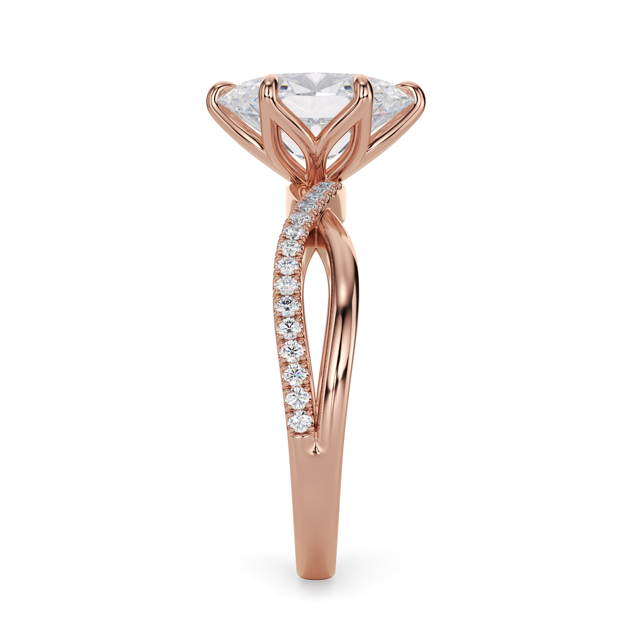 Load image into Gallery viewer, LUCCE Infinity Twisting Pavé Oval  Diamond Engagement Ring with Petal Prongs in Gold or Platinum

