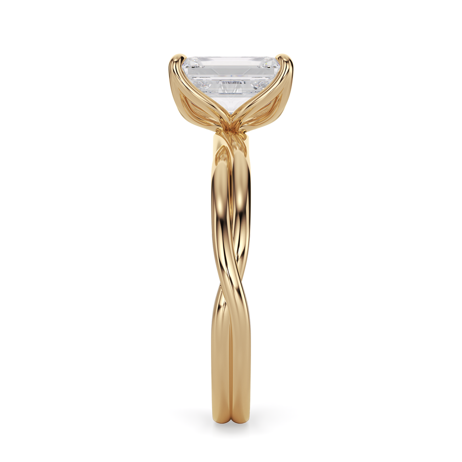Load image into Gallery viewer, LUCCE Twisting Radiant Solitaire Diamond Engagement Ring with Petal Prongs in Gold or Platinum
