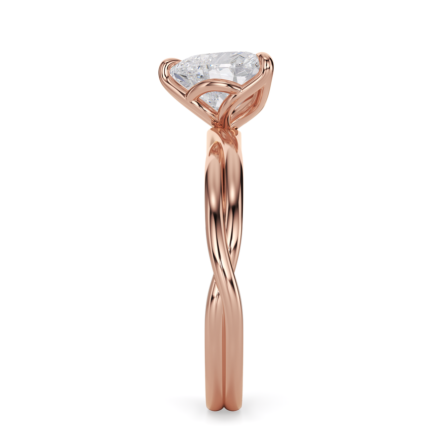 Load image into Gallery viewer, LUCCE Twisting Solitaire Heart Diamond Engagement Ring with Petal Prongs in Gold or Platinum
