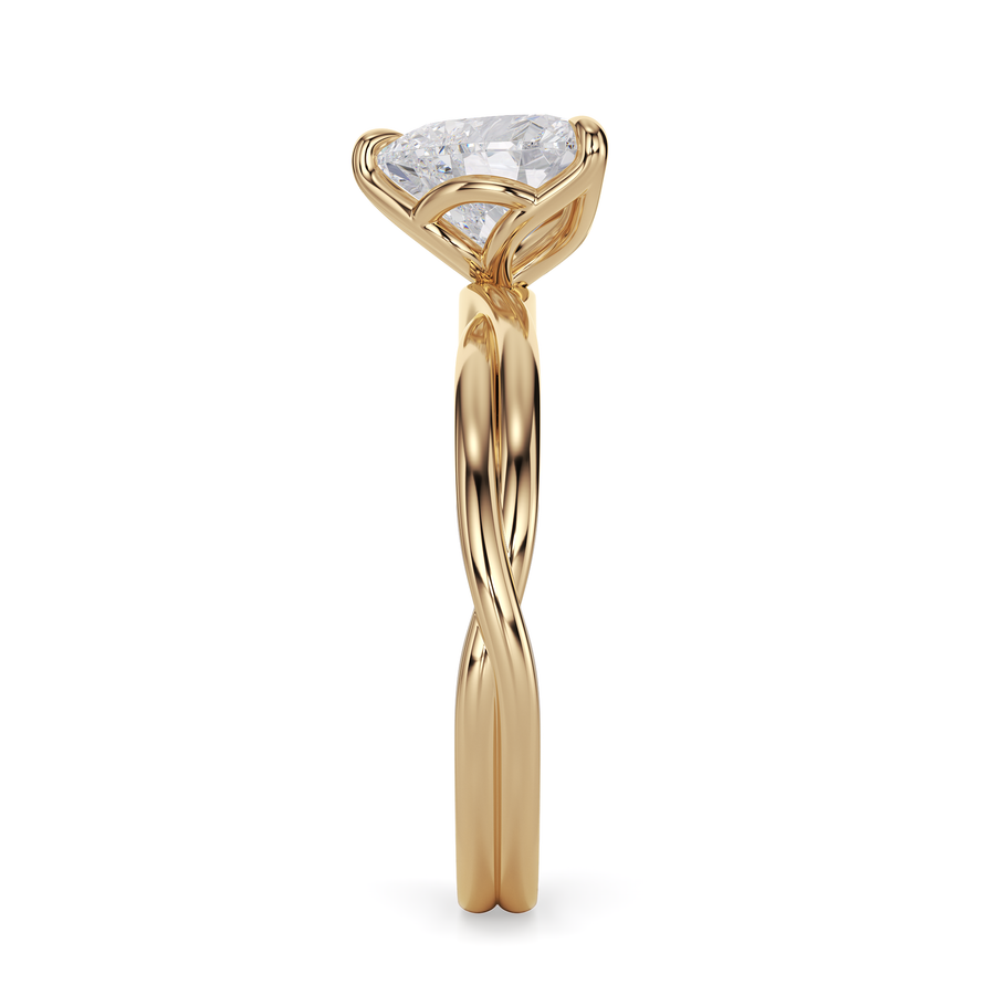 Load image into Gallery viewer, LUCCE Twisting Solitaire Heart Diamond Engagement Ring with Petal Prongs in Gold or Platinum
