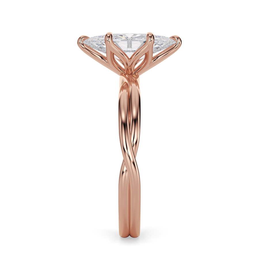 Load image into Gallery viewer, LUCCE Twisting Marquise Solitaire Diamond Engagement Ring with Petal Prongs in Gold or Platinum
