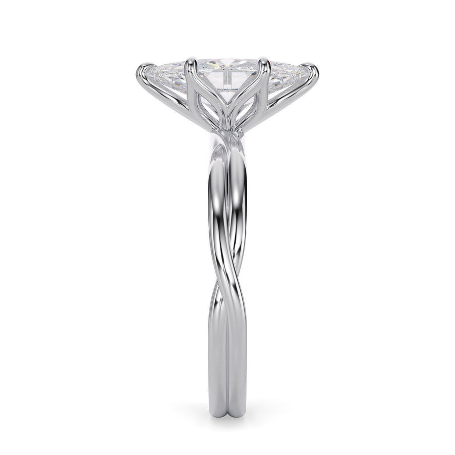Load image into Gallery viewer, LUCCE Twisting Marquise Solitaire Diamond Engagement Ring with Petal Prongs in Gold or Platinum
