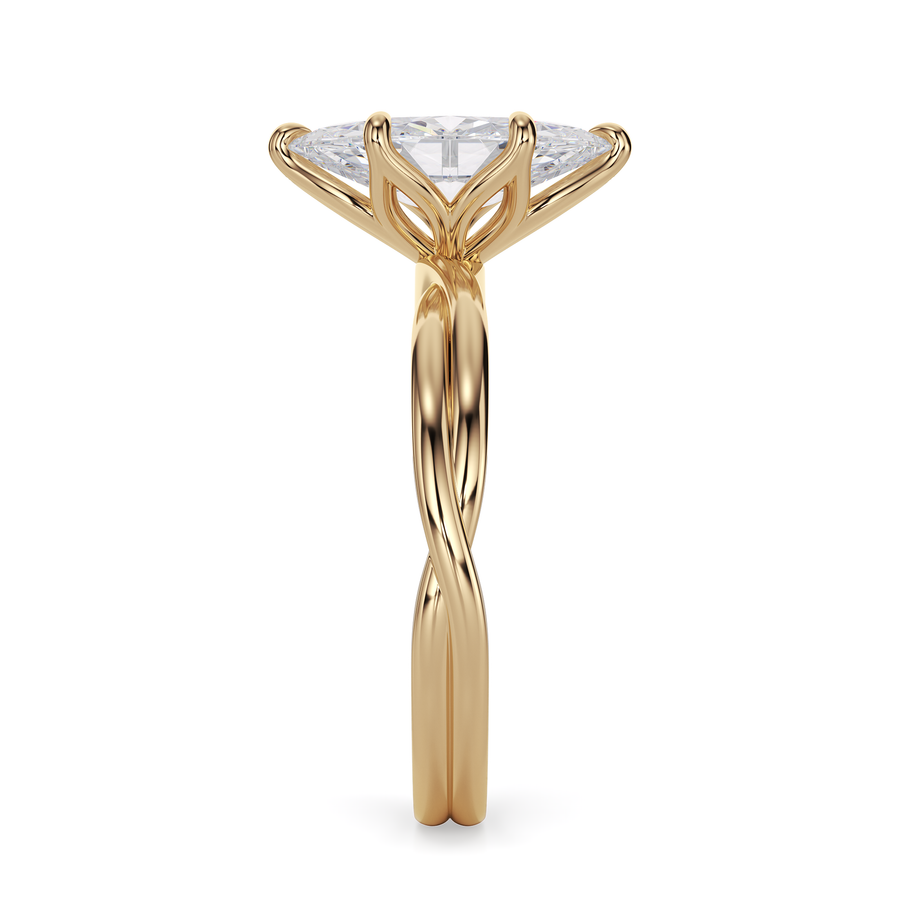 Load image into Gallery viewer, LUCCE Twisting Marquise Solitaire Diamond Engagement Ring with Petal Prongs in Gold or Platinum
