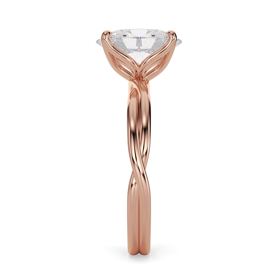 Load image into Gallery viewer, LUCCE Twisting Solitaire Oval  Diamond Engagement Ring with Petal Prongs in Gold or Platinum
