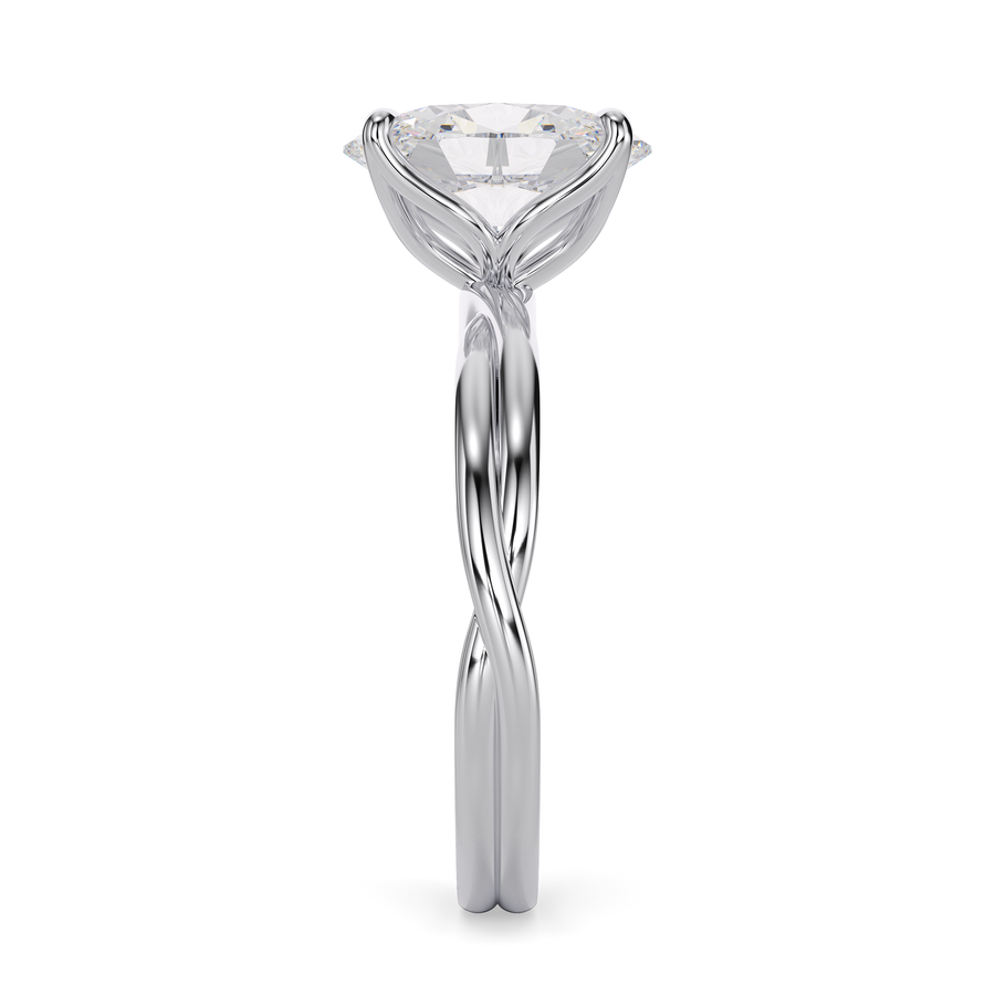 Load image into Gallery viewer, LUCCE Twisting Solitaire Oval  Diamond Engagement Ring with Petal Prongs in Gold or Platinum
