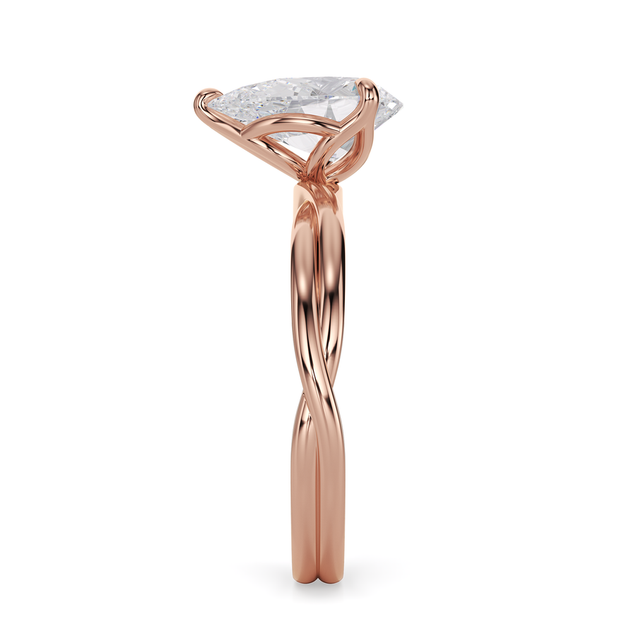 Load image into Gallery viewer, LUCCE Twisting Pear Solitaire Diamond Engagement Ring with Petal Prongs in Gold or Platinum
