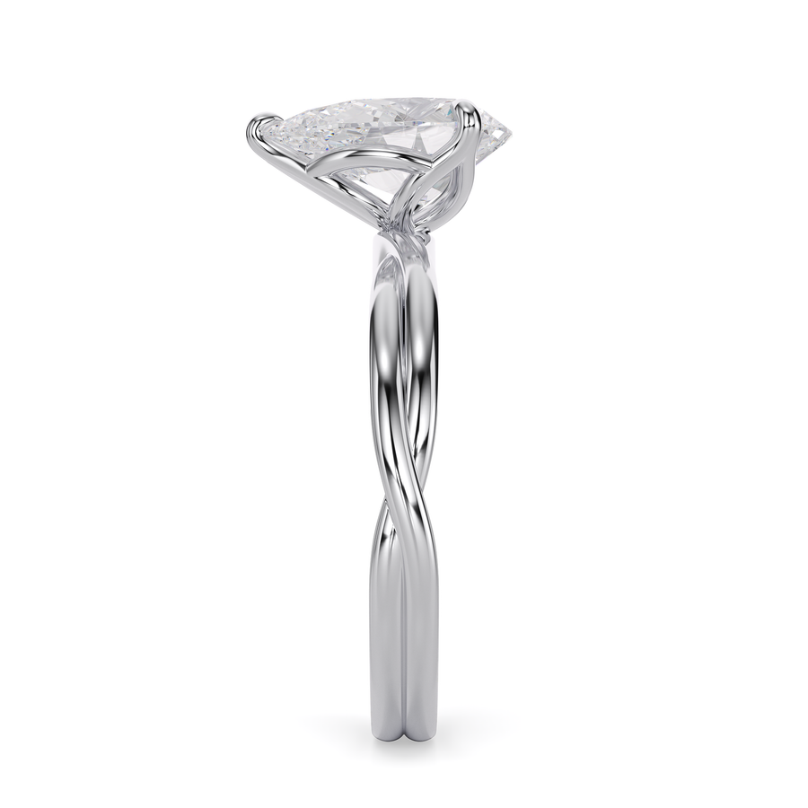 Load image into Gallery viewer, LUCCE Twisting Pear Solitaire Diamond Engagement Ring with Petal Prongs in Gold or Platinum
