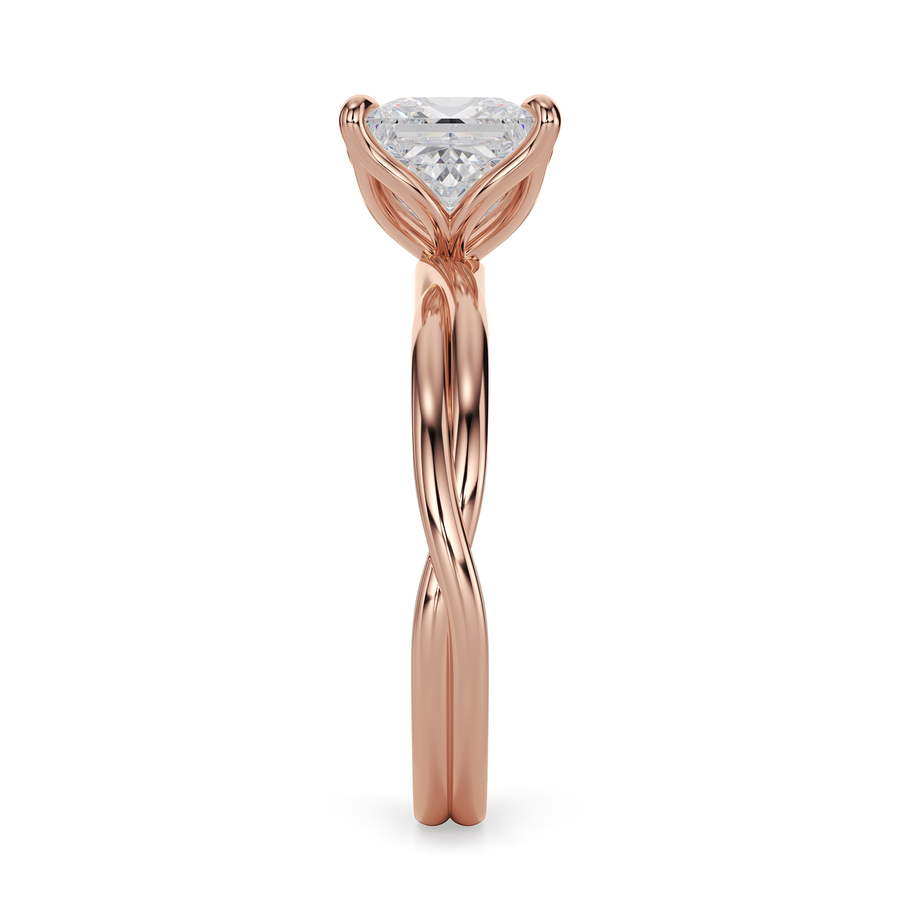 Load image into Gallery viewer, LUCCE Twisting Princess Solitaire Diamond Engagement Ring with Petal Prongs in Gold or Platinum
