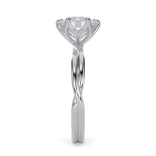 Lucce Fiore Solitaire Round 0.48ct Premium Moissanite 14K White Gold