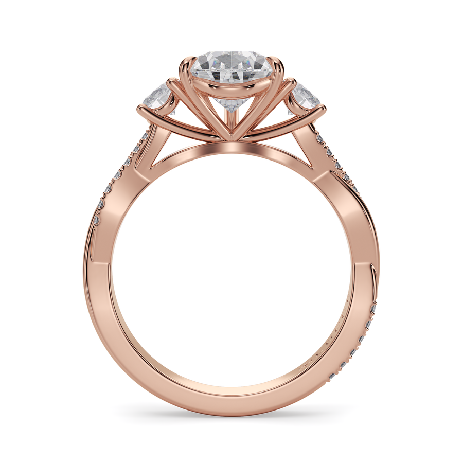 Load image into Gallery viewer, LUCCE Twisting Pear Pavé Trio Diamond Engagement Ring with Petal Prongs in Gold or Platinum
