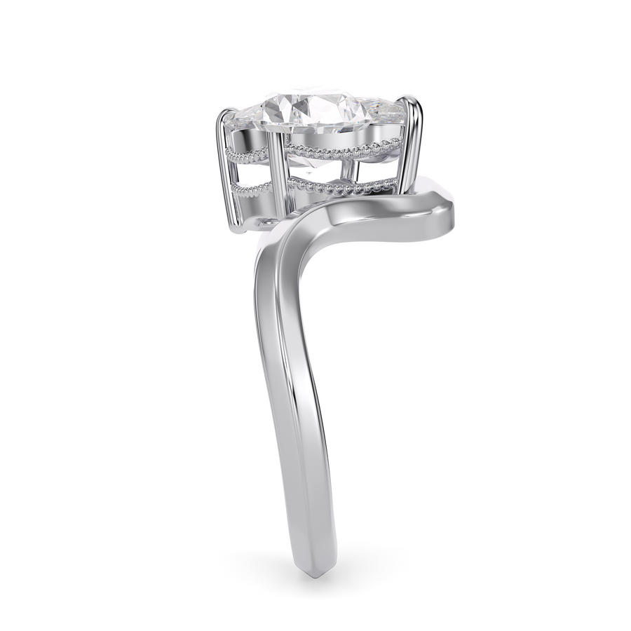 Load image into Gallery viewer, LUCCE Marquise Diamond Flowing Knife Edge Solitaire in Low Setting Engagement Statement Ring in Gold or Platinum 
