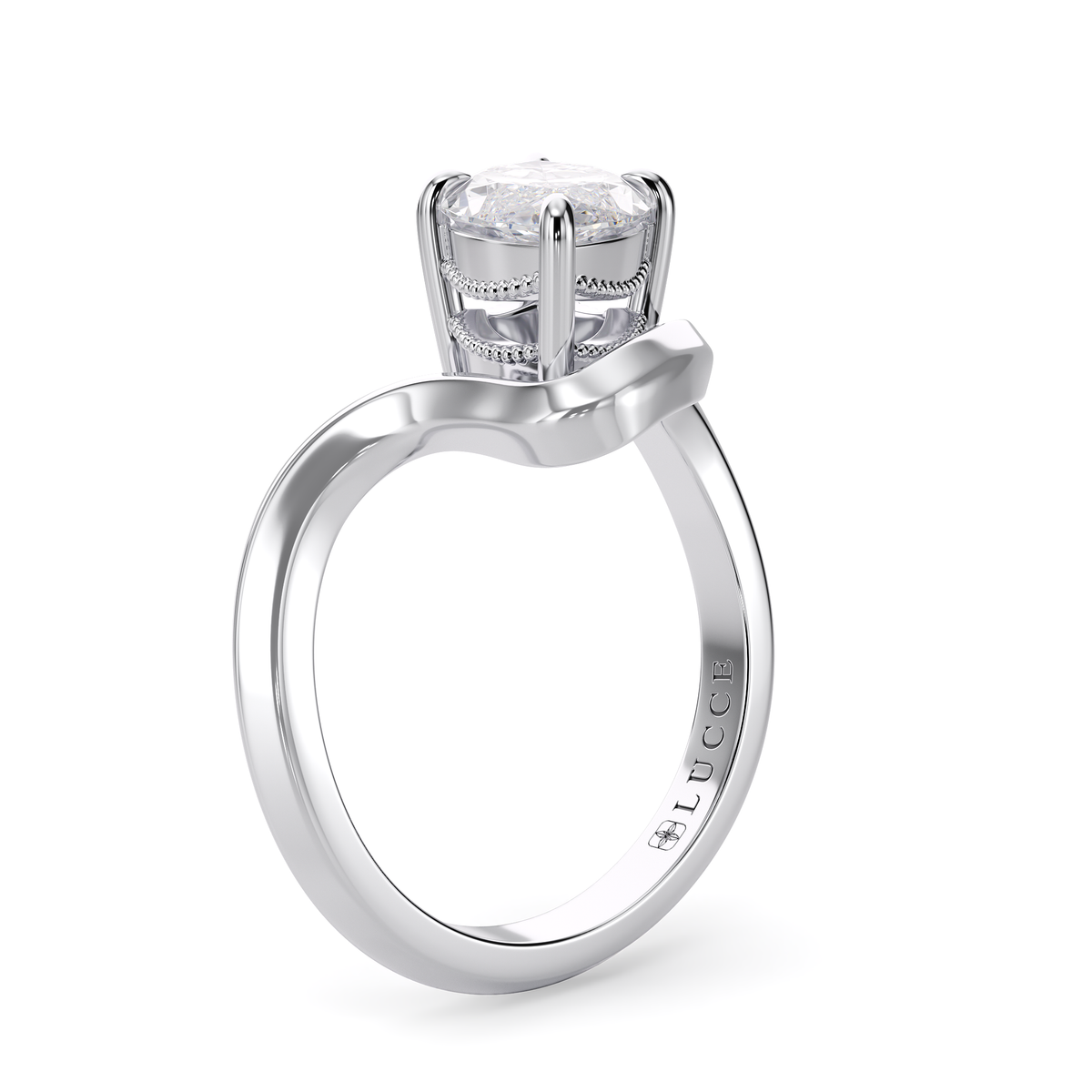 Load image into Gallery viewer, LUCCE Marquise Diamond Flowing Knife Edge Solitaire in Low Setting Engagement Statement Ring in Gold or Platinum 
