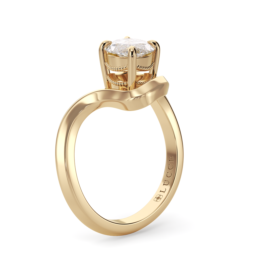 Load image into Gallery viewer, LUCCE Marquise Diamond Flowing Knife Edge Solitaire in Low Setting Engagement Statement Ring in Gold or Platinum 

