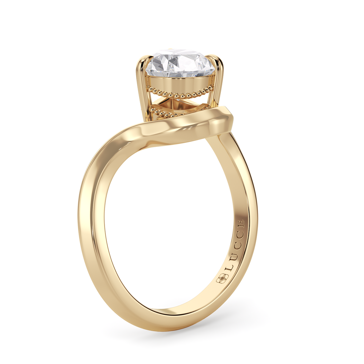 Load image into Gallery viewer, LUCCE Pear Diamond Flowing Knife Edge Solitaire in Low Setting Engagement Statement Ring in Gold or Platinum 
