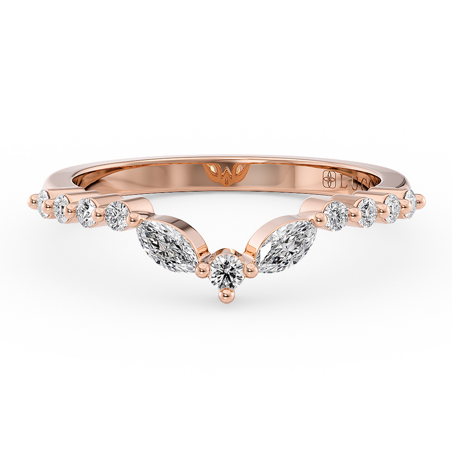 Load image into Gallery viewer, LUCCE Contoured Round and Marquise Diamond Wedding Band in Gold or Platinum
