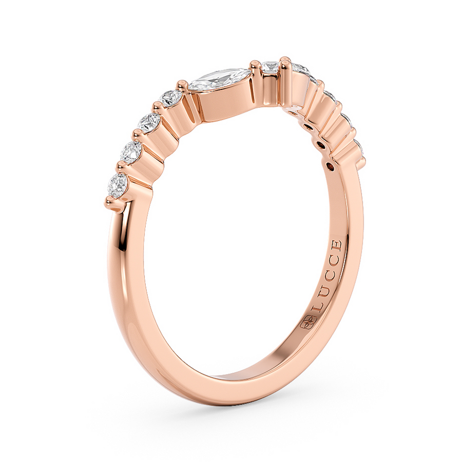 Load image into Gallery viewer, LUCCE Contoured Round and Marquise Diamond Wedding Band in Gold or Platinum
