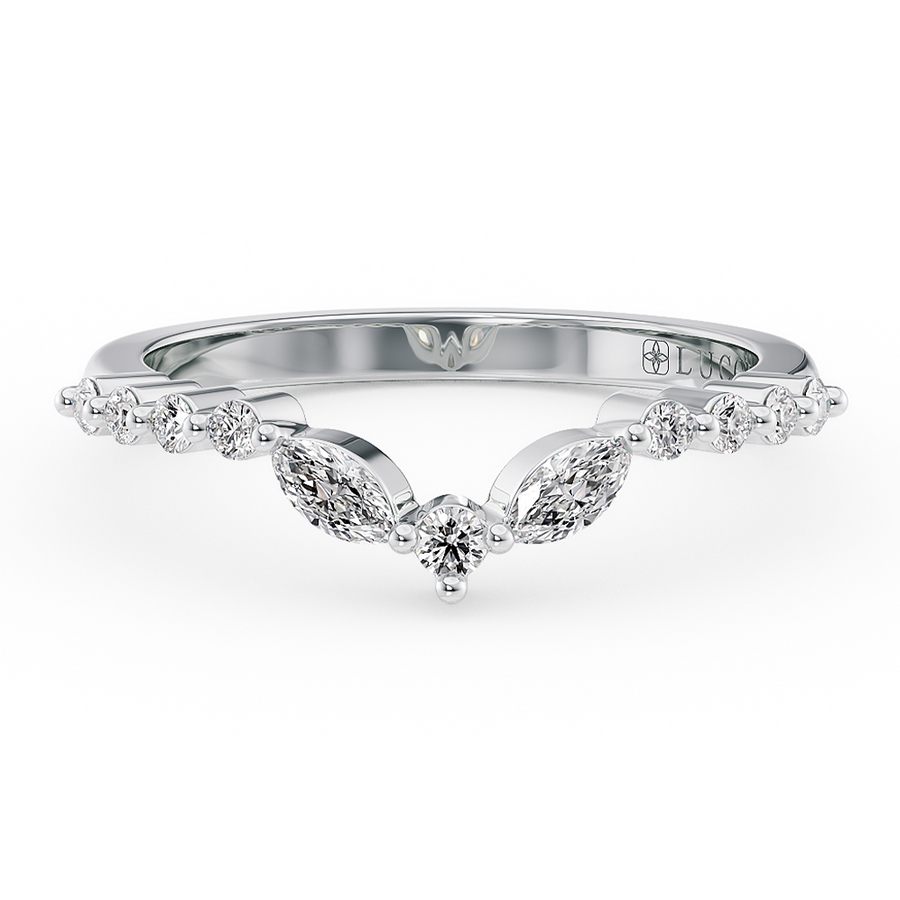 Load image into Gallery viewer, LUCCE Contoured Round and Marquise Diamond Wedding Band in Gold or Platinum
