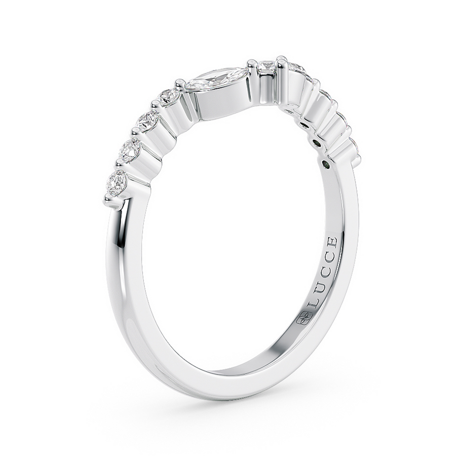 Load image into Gallery viewer, LUCCE Contoured Round and Marquise Diamond Wedding Band in Gold or Platinum

