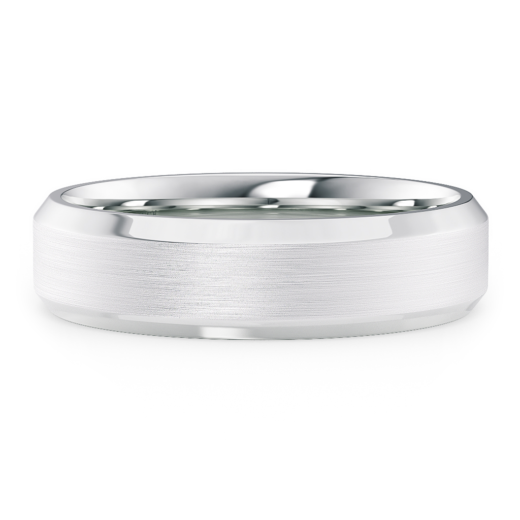 Load image into Gallery viewer, LUCCE Simple Bevel Edged Unisex Wedding Ring with Brushed and Polished Finish in Gold or Platinum

