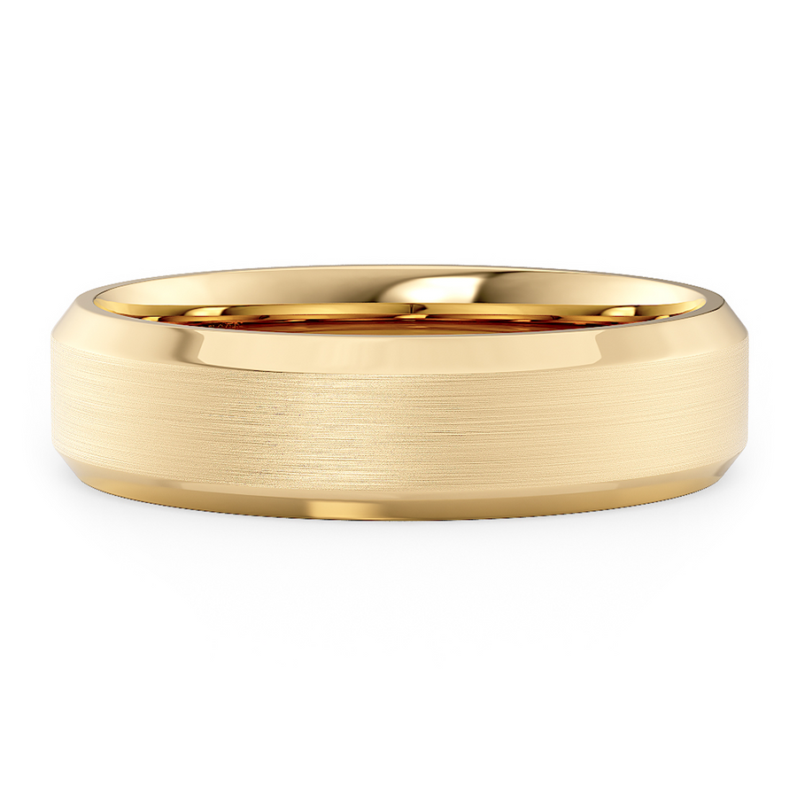 Load image into Gallery viewer, LUCCE Simple Bevel Edged Unisex Wedding Ring with Brushed and Polished Finish in Gold or Platinum
