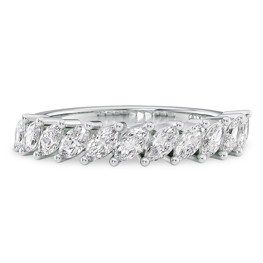 Load image into Gallery viewer, LUCCE Half Eternity Marquise Diamond Female Wedding Ring in Gold or Platinum
