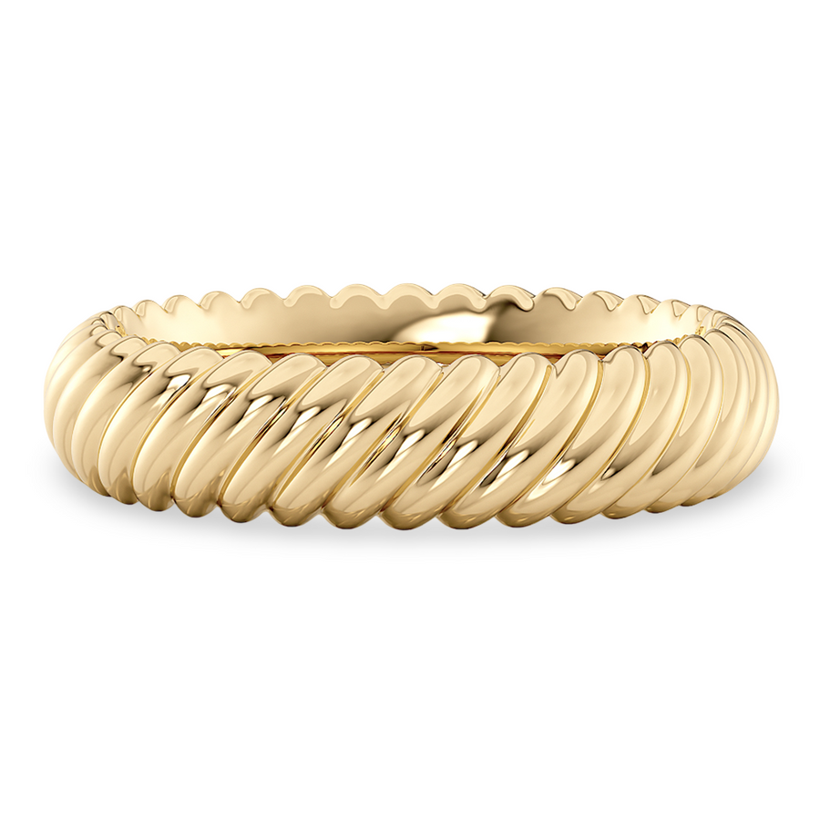 Load image into Gallery viewer, LUCCE Carved Woven Texture with Polished Unisex Wedding Ring in Gold or Platinum
