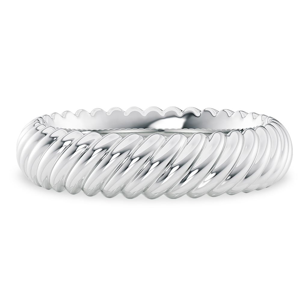 Load image into Gallery viewer, LUCCE Carved Woven Texture with Polished Unisex Wedding Ring in Gold or Platinum
