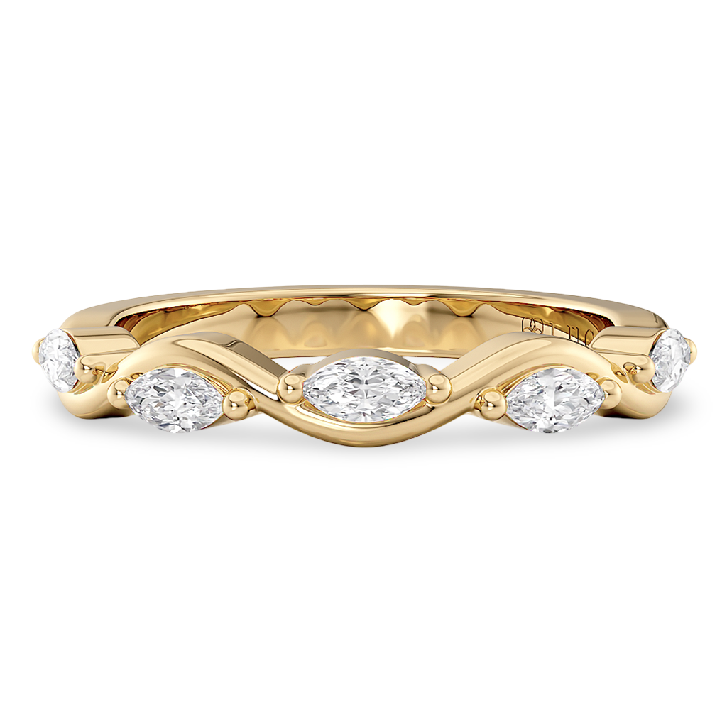 Load image into Gallery viewer, LUCCE Half Eternity Intertwined Marquise Diamond Female Wedding Ring in Gold or Platinum
