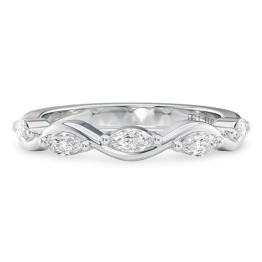 Load image into Gallery viewer, LUCCE Half Eternity Intertwined Marquise Diamond Female Wedding Ring in Gold or Platinum
