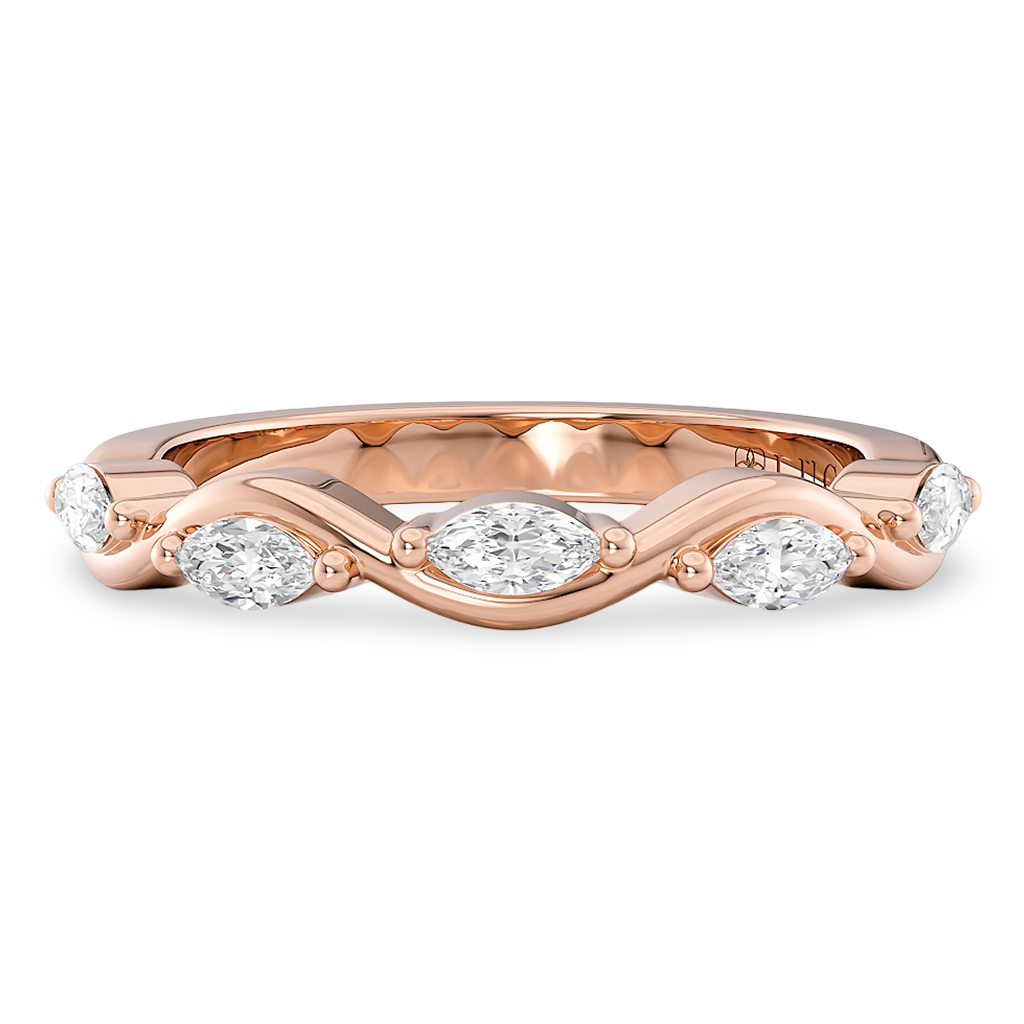 Load image into Gallery viewer, LUCCE Half Eternity Intertwined Marquise Diamond Female Wedding Ring in Gold or Platinum
