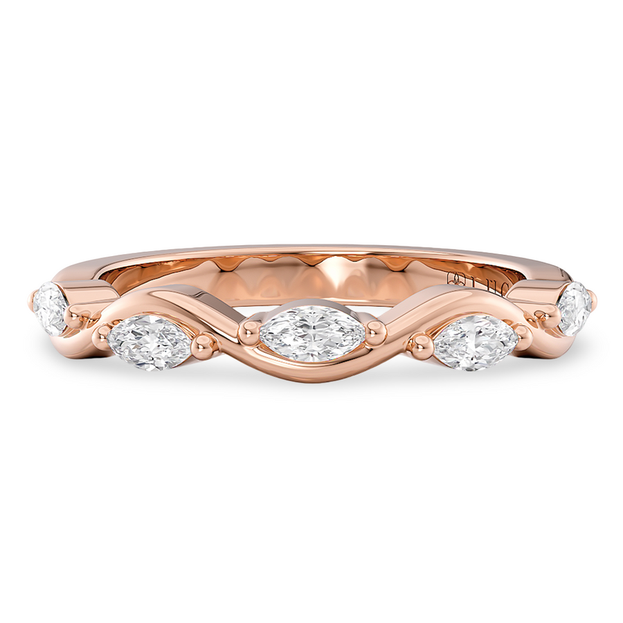 Load image into Gallery viewer, LUCCE Half Eternity Intertwined Marquise Diamond Female Wedding Ring in Gold or Platinum
