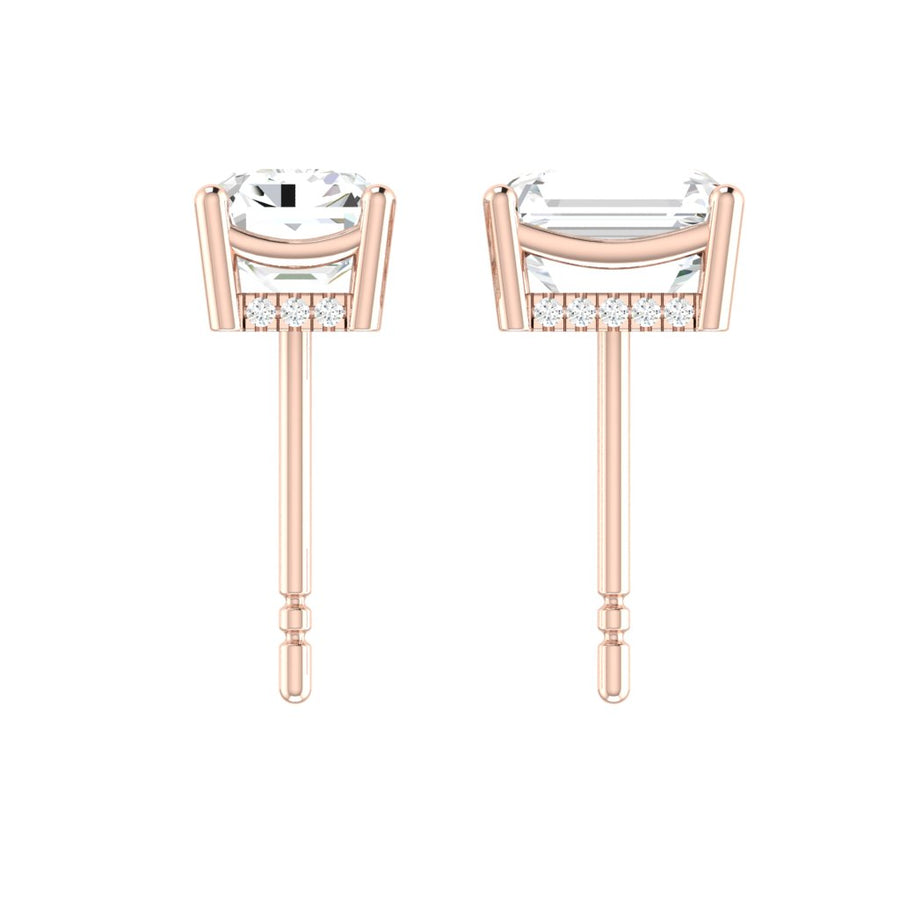 Load image into Gallery viewer, Emerald cut Diamond Earrings with Hidden Halo Philippines
