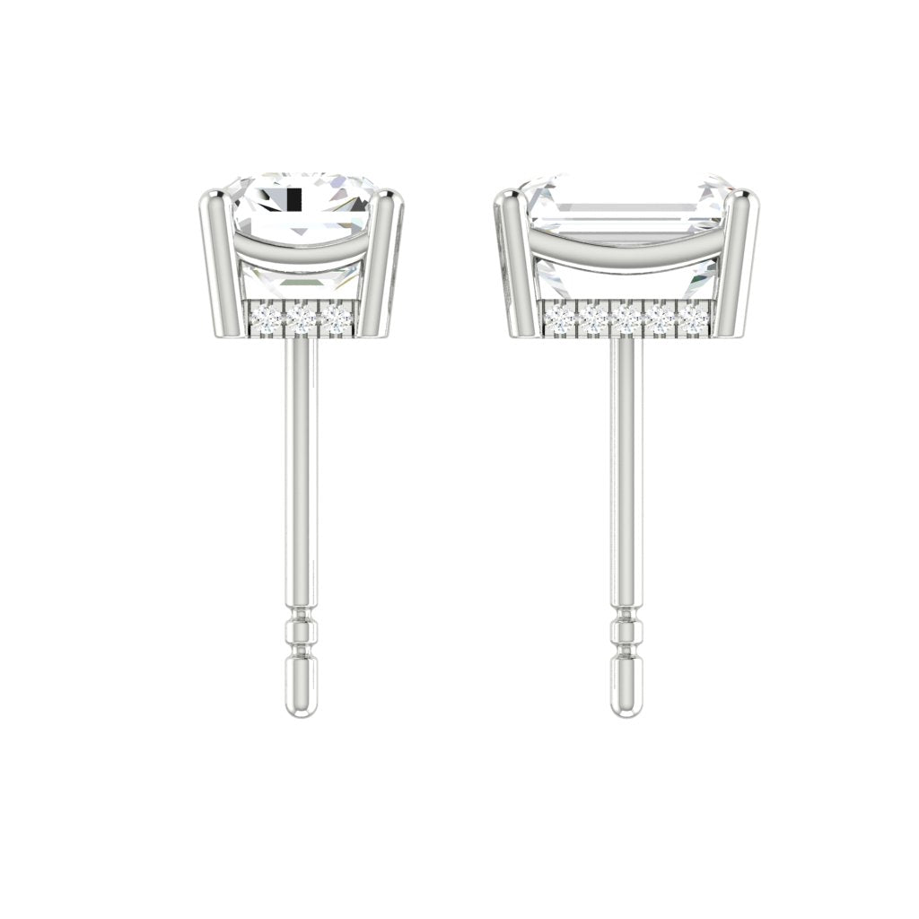 Load image into Gallery viewer, Emerald cut Diamond Earrings with Hidden Halo Philippines
