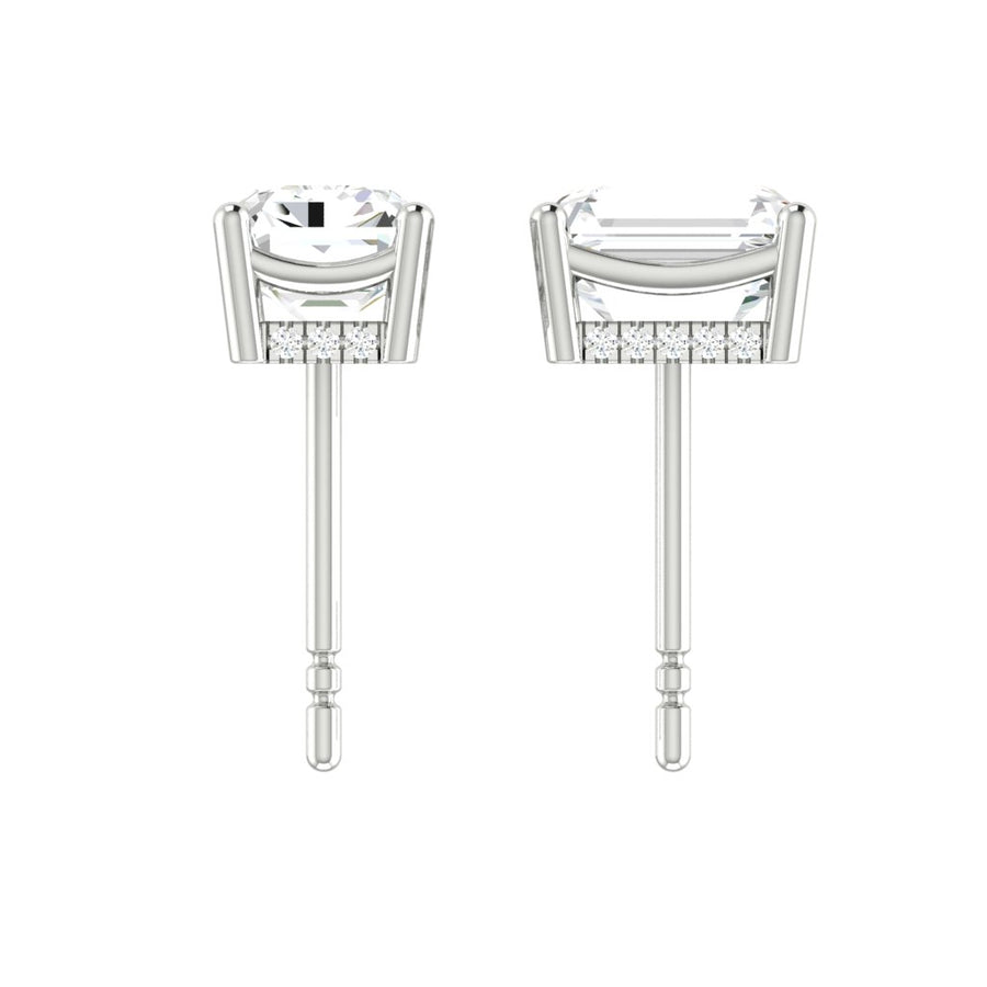 Load image into Gallery viewer, Emerald cut Diamond Earrings with Hidden Halo Philippines
