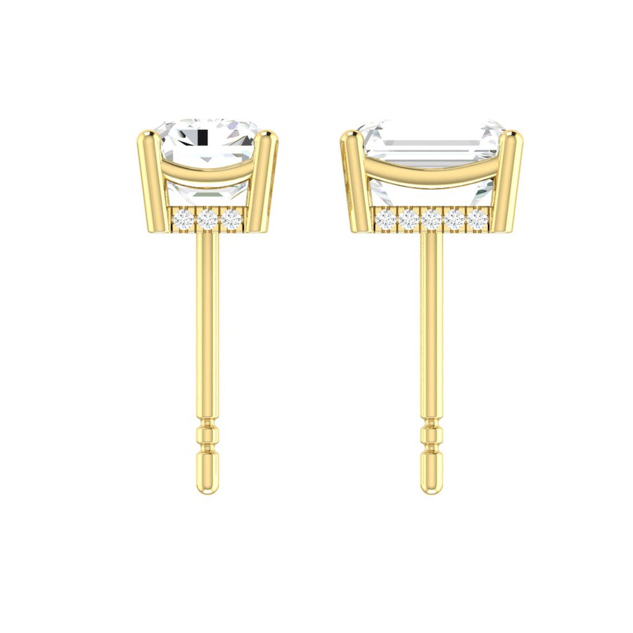 Load image into Gallery viewer, Emerald cut Diamond Earrings with Hidden Halo Philippines
