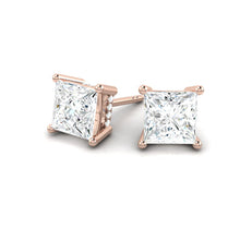 Load image into Gallery viewer, Princess cut Diamond Earrings with Hidden Halo Philippines
