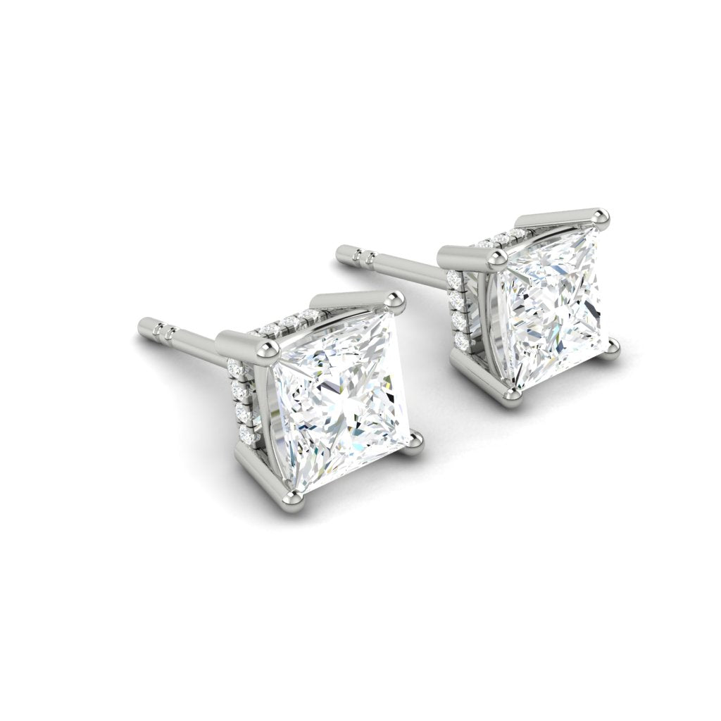 Load image into Gallery viewer, Princess cut Diamond Earrings with Hidden Halo Philippines
